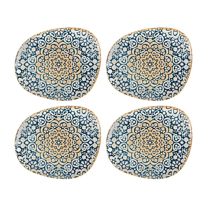 Alhambra 9.5" x 7.5" Organic Decorated Porcelain Plate (Set of 4)