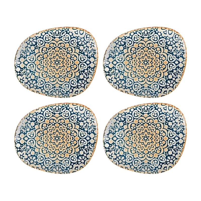 Alhambra 9.5" x 7.5" Organic Decorated Porcelain Plate (Set of 4)