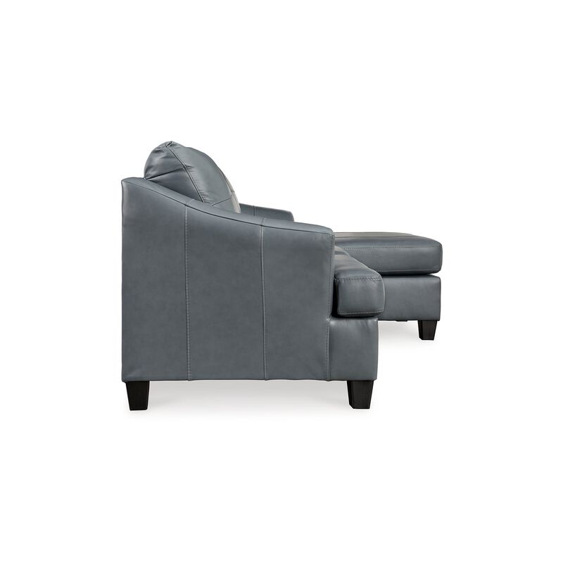 Geno Sofa Chaise Sectional, Modern Steel Gray Leather Match, 88 Inch - Benzara
