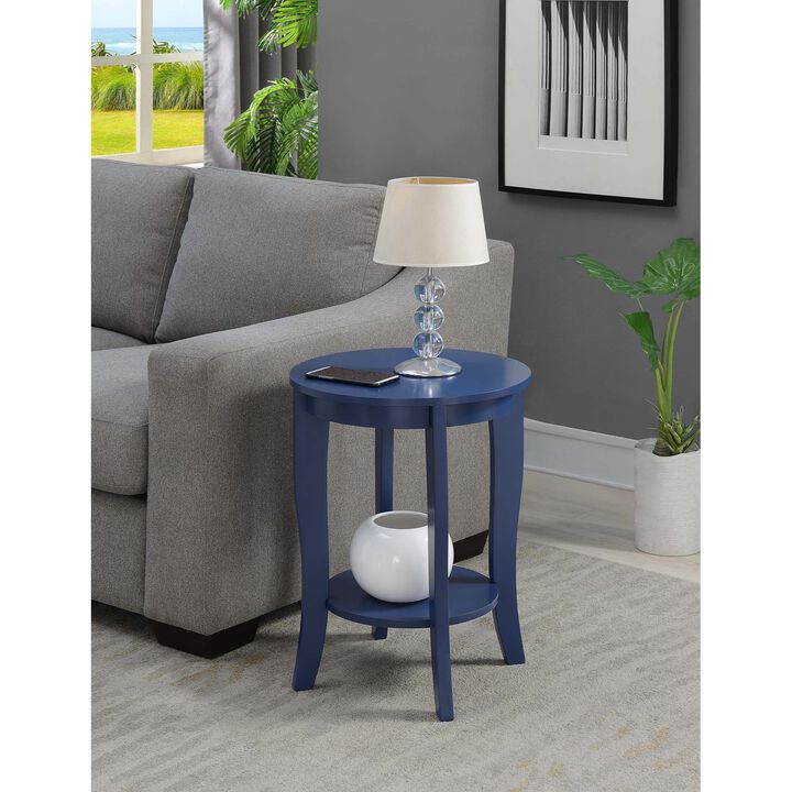 Convenience Concepts American Heritage Round End Table, Cobalt Blue