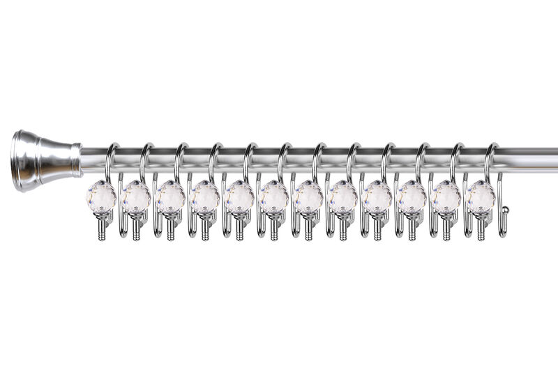 Utopia Alley Rust-Proof Zinc Double Shower Curtain Hooks with Acrylic Crystal Design, Shower Hooks Hangers for Bathroom, Kitchen Utensils, Curtains, Clothing, Towels etc - Set of 12 image number 2