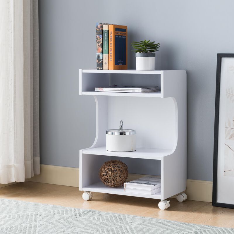 White Chairside Table/Printer Stand End Table Work Student Professional Office