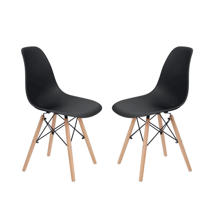 Teamson Home - Allan Plastic Side Dining Chair with Wood Legs Set of 2