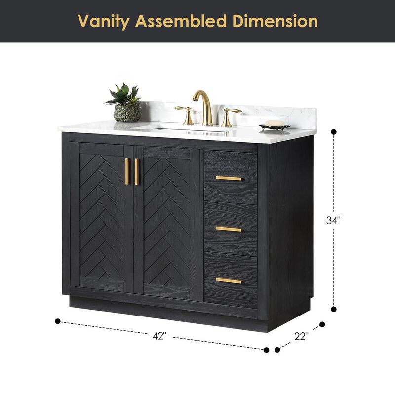 Altair 42 Single Bathroom Vanity Set in Black Oak without Mirror image number 6