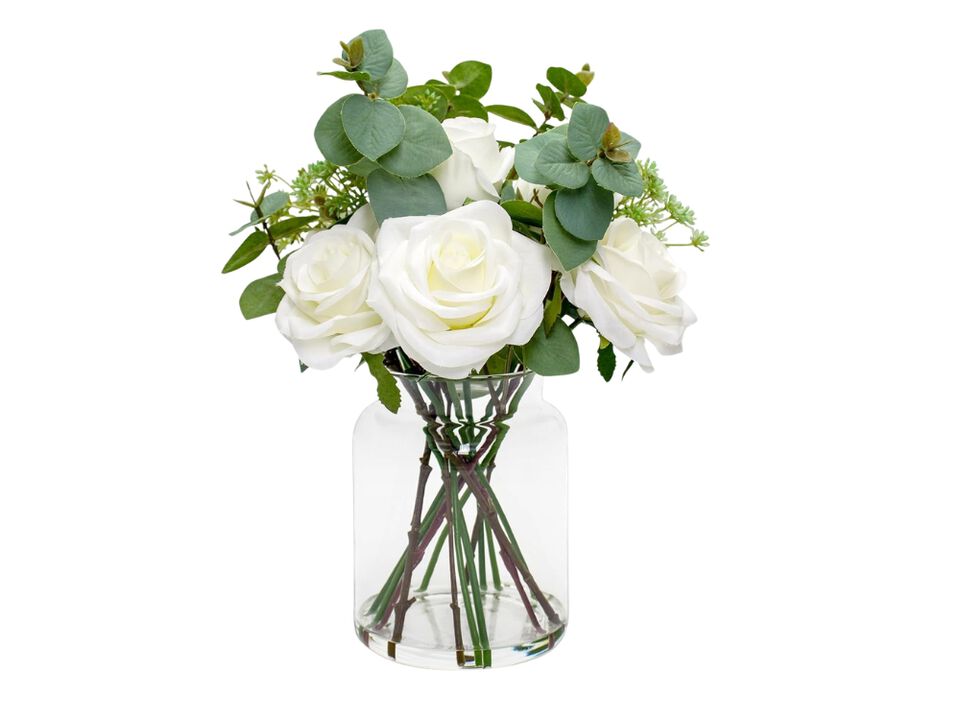 White Artificial Eucalyptus Flowers Vase Filler Water Roses
