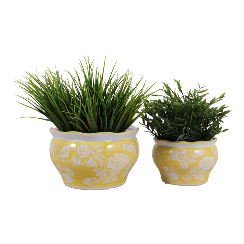 S/2 Round Chinoiserie Planters image number 1