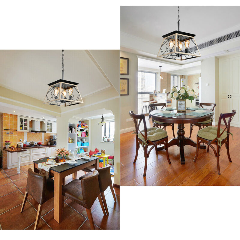 4-Light Farmhouse Geometric Chandelier &ndash; Adjustable Height Pendant for Dining Room image number 5