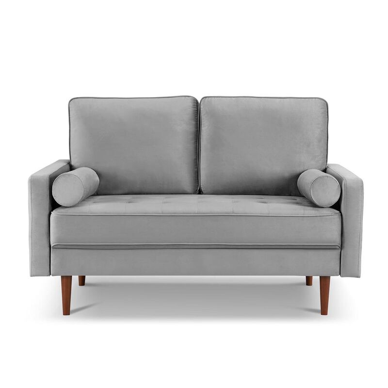 OS Home and Office Furniture 57 Inch Wide Upholstered Two Cushion Loveseat with Bolster Pillows