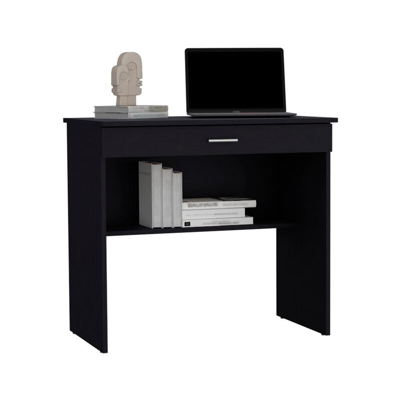 Montana Storage Desk, Spacious Stylish with Drawer and Shelf, Black -Office