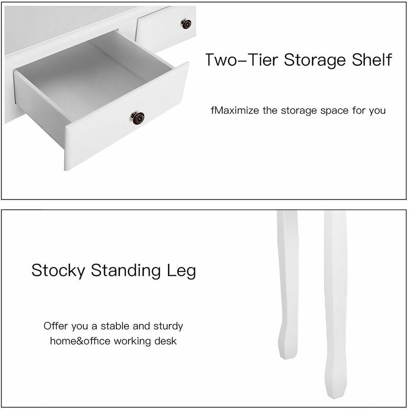 Costway Home Office Computer Desk Writing Desk with 4 Drawer White