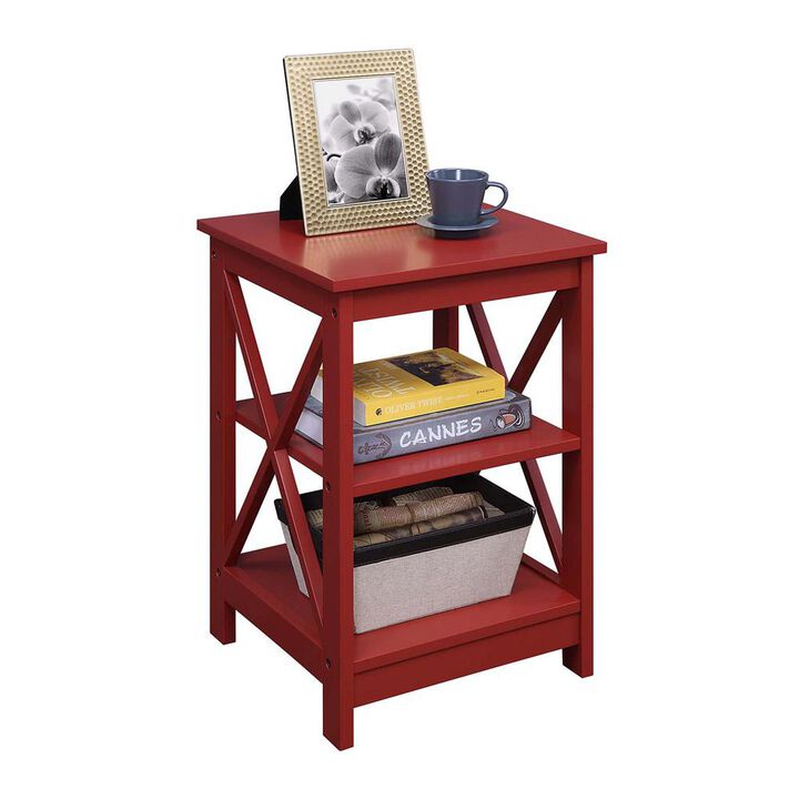 Convenience Concepts Oxford End Table with Shelves Cranberry Red