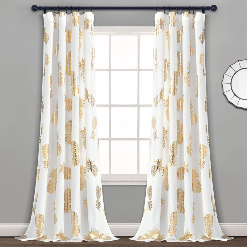 Pineapple Toss Window Curtain Panels Gold 52X84 Set image number 1