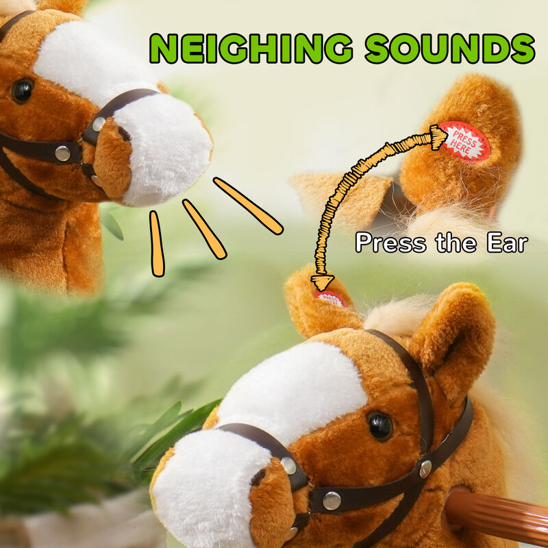 BreeBe Ride on Horse, Walking Horse Toy, Kids Riding Pony w/ Wheels & Neighing Sounds image number 4