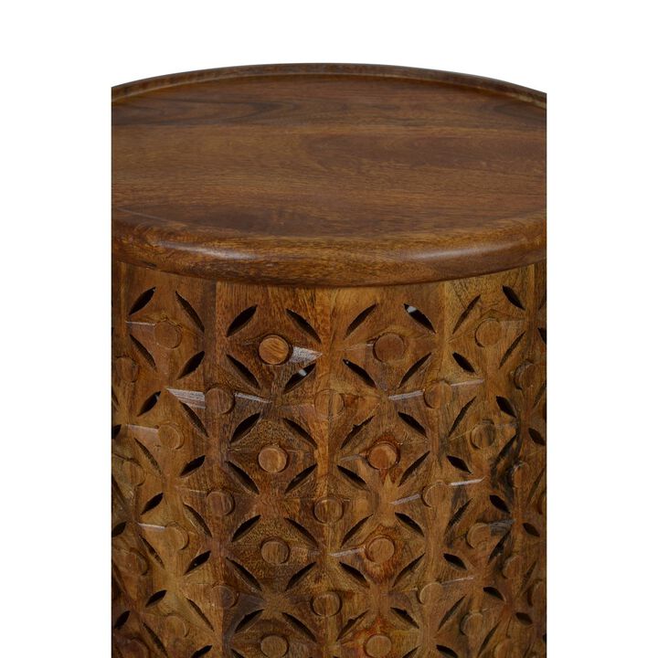 Jofran Decker Small Distressed Hardwood Global Drum End Table