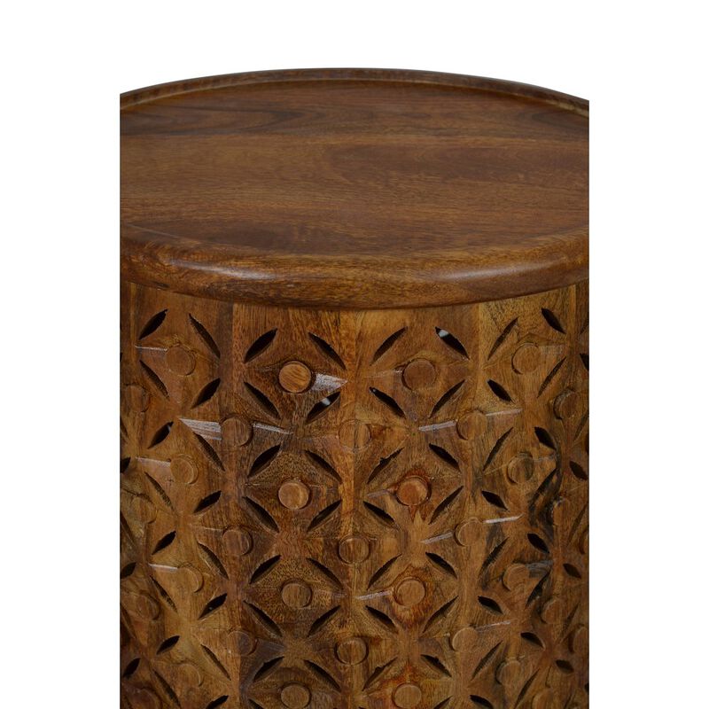 Jofran Decker Small Distressed Hardwood Global Drum End Table