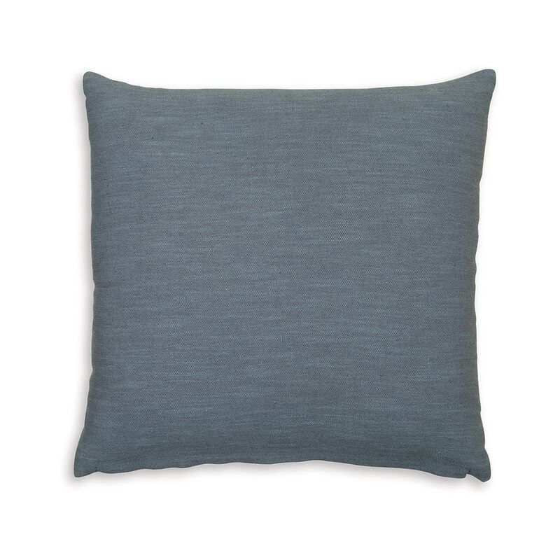 Ina 22 Inch Accent Throw Pillow Set of 4, Square, Classic Blue Cotton Linen - Benzara