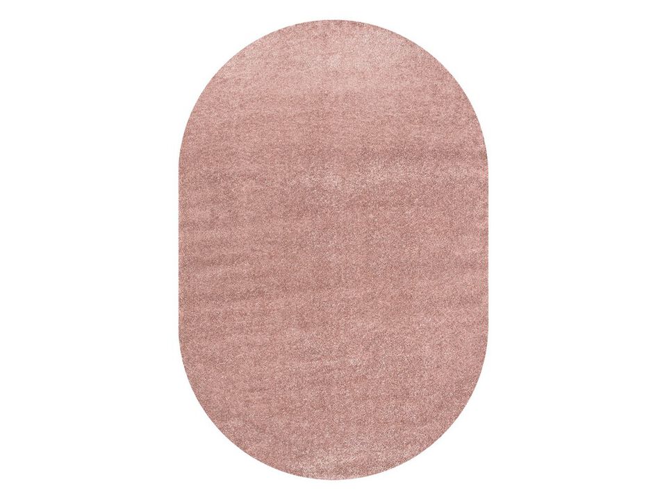 Haze Solid Low-Pile Light Gray 6 ft. x 9 ft. Oval Area Rug