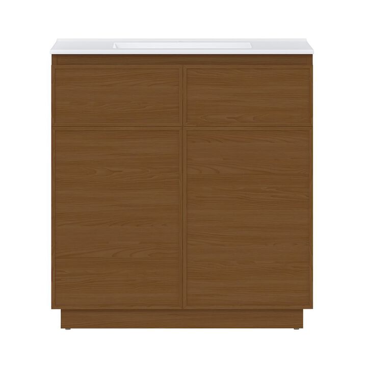 St. Tropez 36" Freestanding Bathroom Vanity in Brown Oak with Sink Top