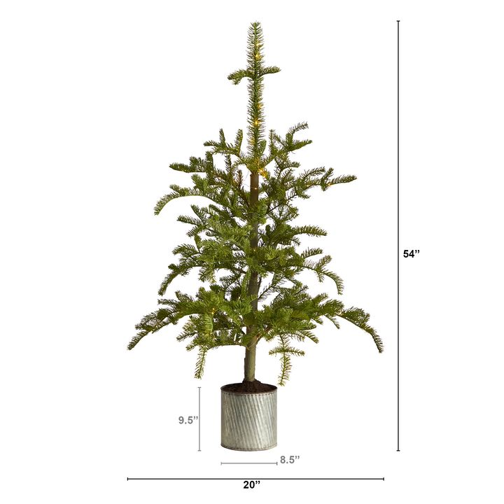 HomPlanti 4.5 Feet Pre-Lit Christmas Pine Artificial Tree in Decorative Planter