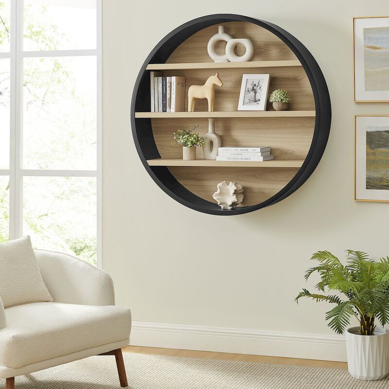 Romy 47" Round Wall Book Shelf image number 8