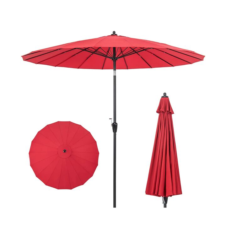 Mondawe 9 Feet Aluminum Market Round Patio Umbrella with 18 Fiberglass Ribs