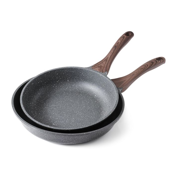 Nonstick Granite Coating Frying Pan Set 8" 9.5" 11" PFOA-Free Induction Safe Easy Clean