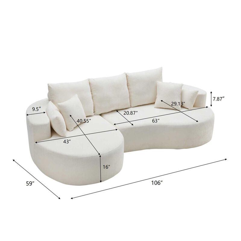 Christopher Knight Home Edana 106" Modern Cozy Upholstered 4 Seater Curved Sectional Sofa with 7 Pillows