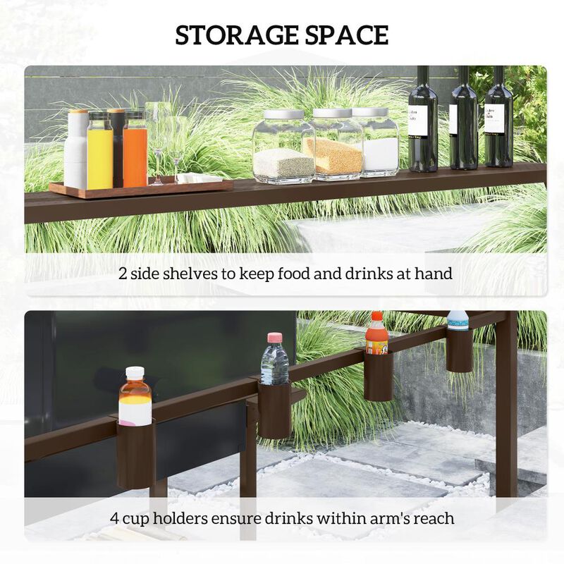 Hivvago Backyard Grill Gazebo 8x5 with Shelves image number 4