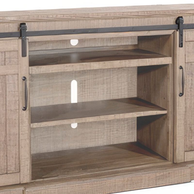 Desy TV Media Entertainment Console, Barn Doors, 78 Inch Brown