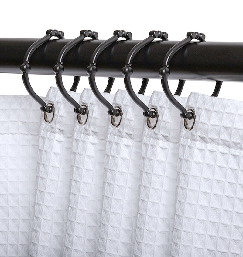 Zinc Shower Curtain Hooks, Set of 12 image number 1