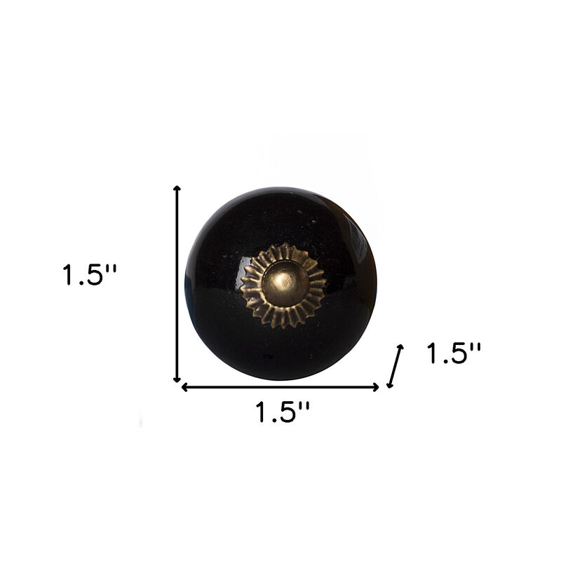 HomeRoots Set of Eight Brown And Black Ceramic And Metal Drawer Pull Knobs image number 4