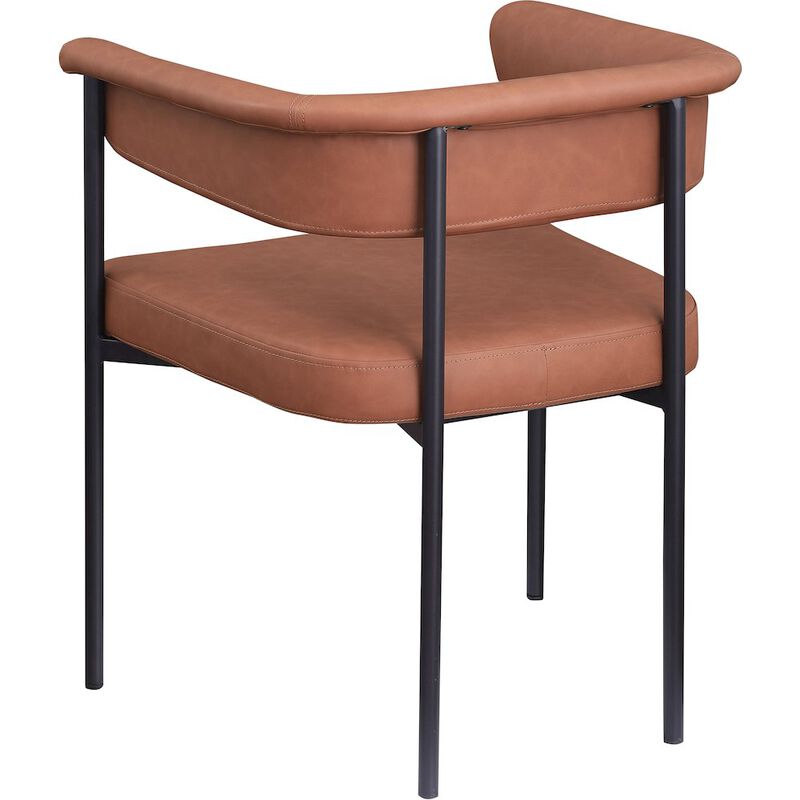 Meridian Furniture Malin Cognac Vegan Leather Dining Chair, Set of 2