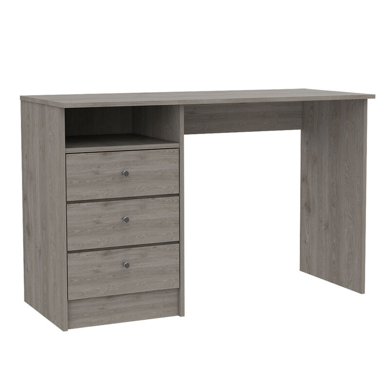 DEPOT E-SHOP Nemocon 3 Drawer Computer Desk With 1-Open Storage Shelf, Light Gray