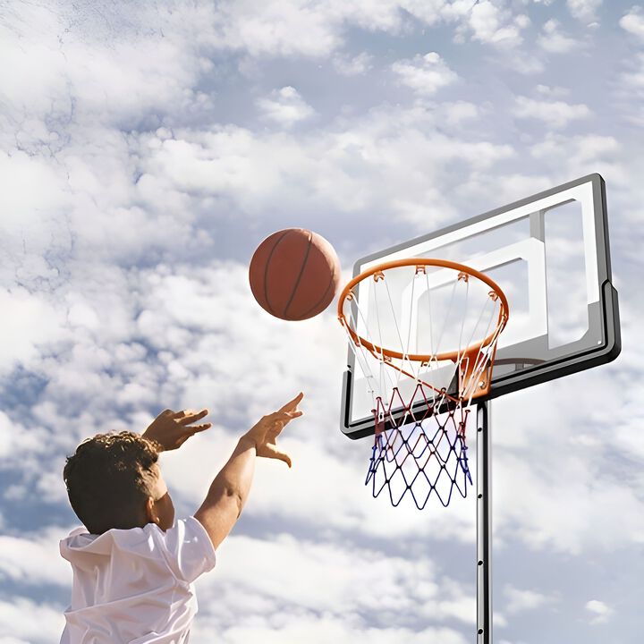 Height Adjustable Basketball Hoop with Stand, Portable Goal for Indoor Outdoor Kids and Adults-Black