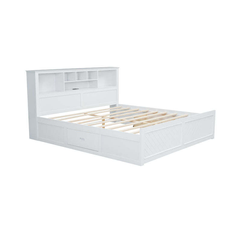 Merax Wood Platform Bed with Multi-storage Headboard