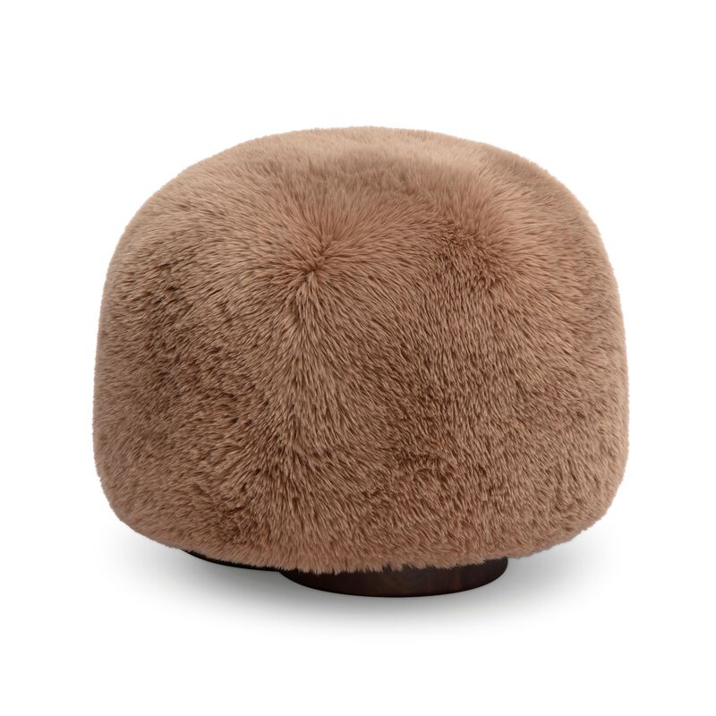 Oopa Cream Contract-Grade Straight Vegan Shearling Swivel Ottoman image number 2