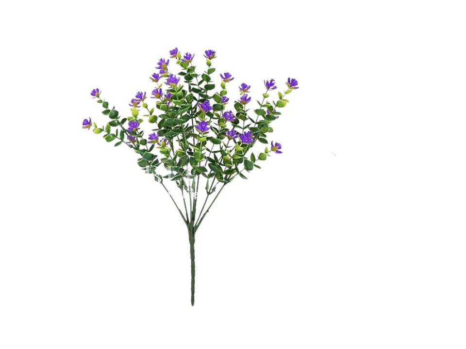 16 Bundle Purple Artificial Outdoor Plants UV Resistant Window Box Decor