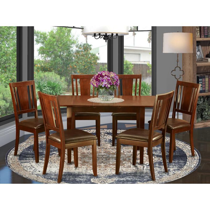 7 Pc Kitchen Tables set - Table with Leaf and 6 Dining Chairs