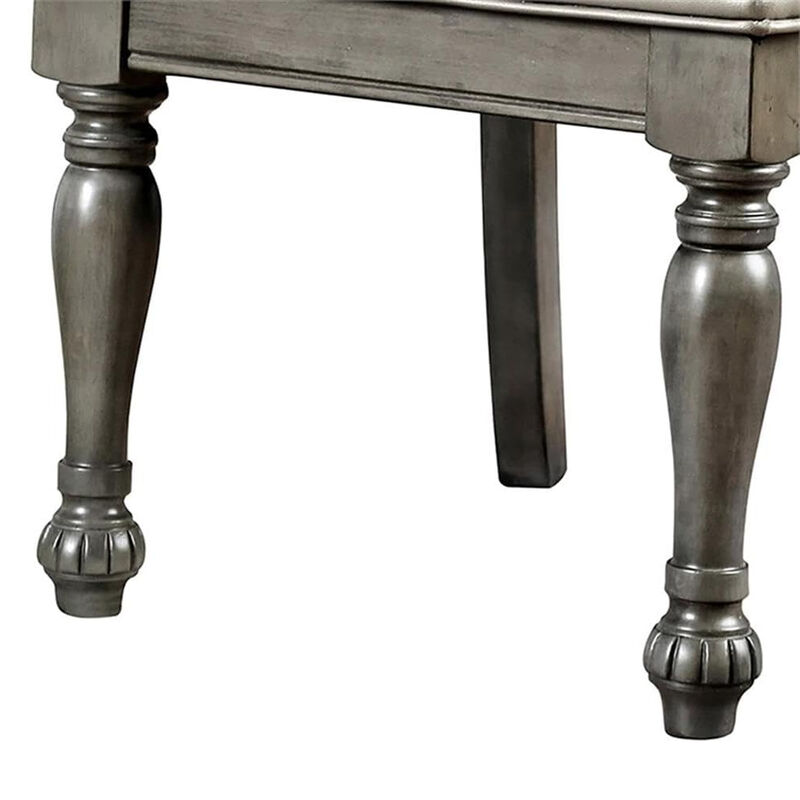 Ena 9pc Dining Table Set, Gray Faux Leather, Extendable 79-103 Inch image number 4