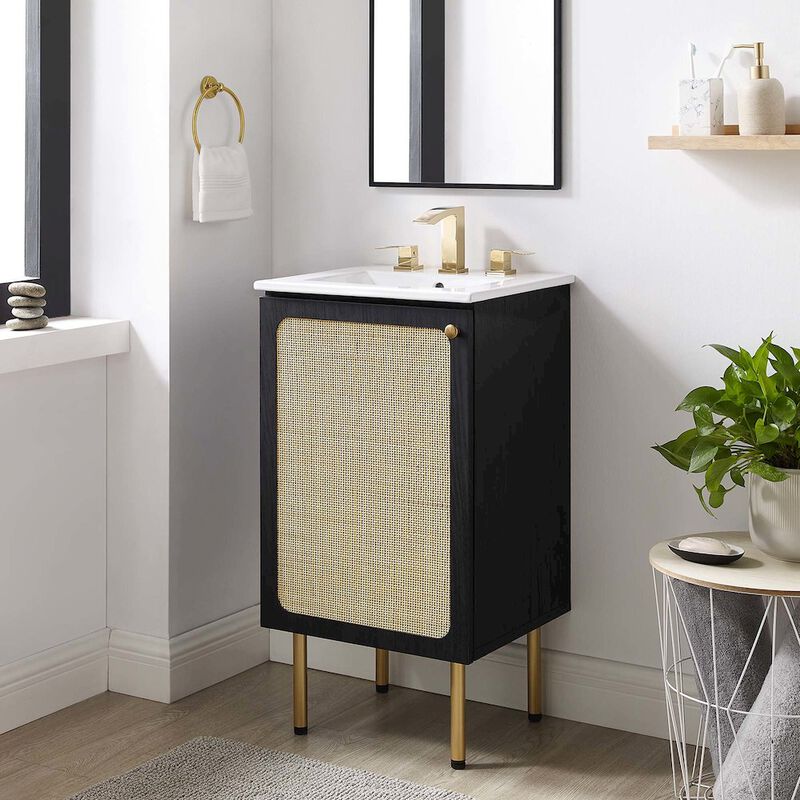 Modway EEI-6600-BLK Chaucer 18" Bathroom Vanity Cabinet (Sink Basin Not Included), Black image number 9