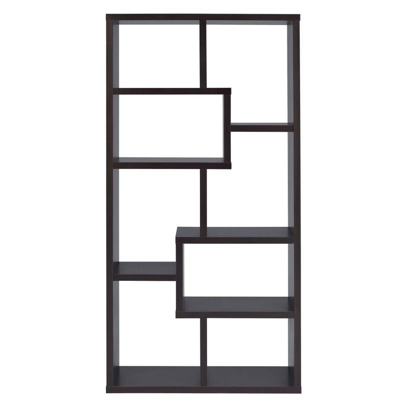 Contemporary Asymmetrical Cube Bookcase, Brown-Benzara