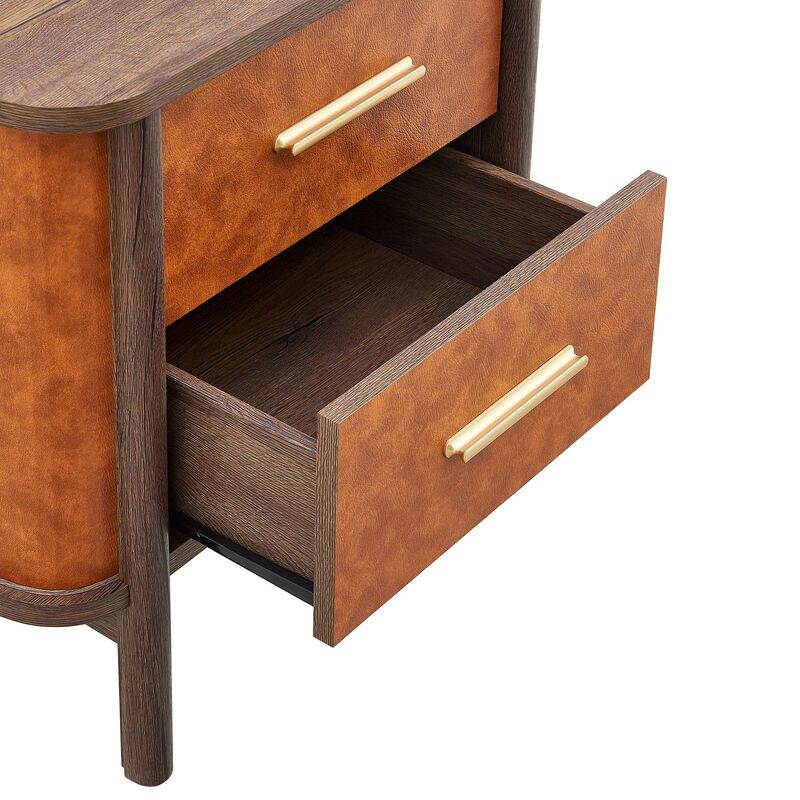 Coralie Curved Leather Nightstand with Drawers image number 8