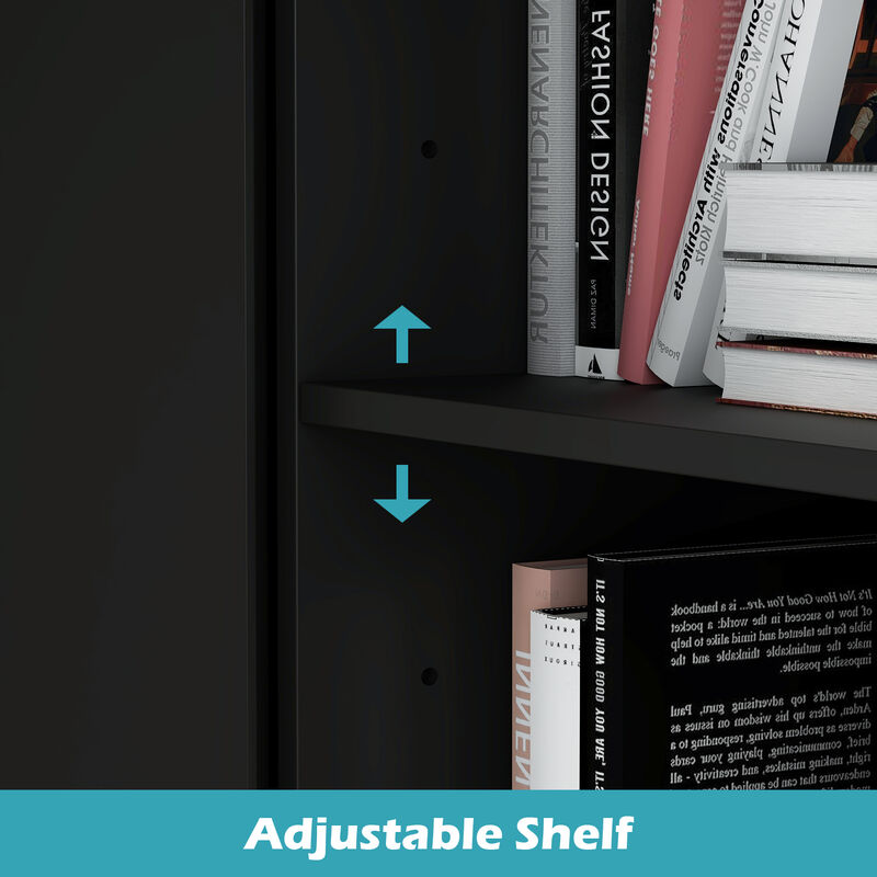 FUFU&GAGA 63-in White Modern/Contemporary L-shaped Desk Hutch Included  (63" W x 31.5" D x 29.1" H) ,Black