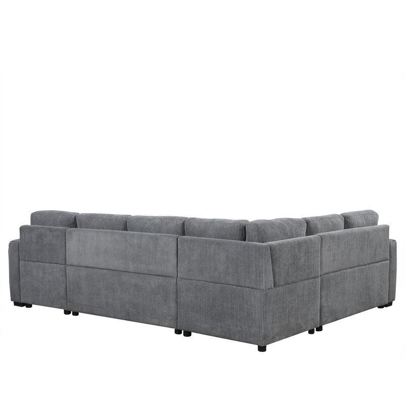 Merax U-shaped Sofa Sectional Sofa with A Storage Chaise Lounge image number 8