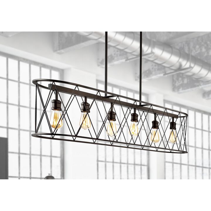 Marion 6-Light Adjustable Iron Farmhouse Rustic LED Dimmable Pendant