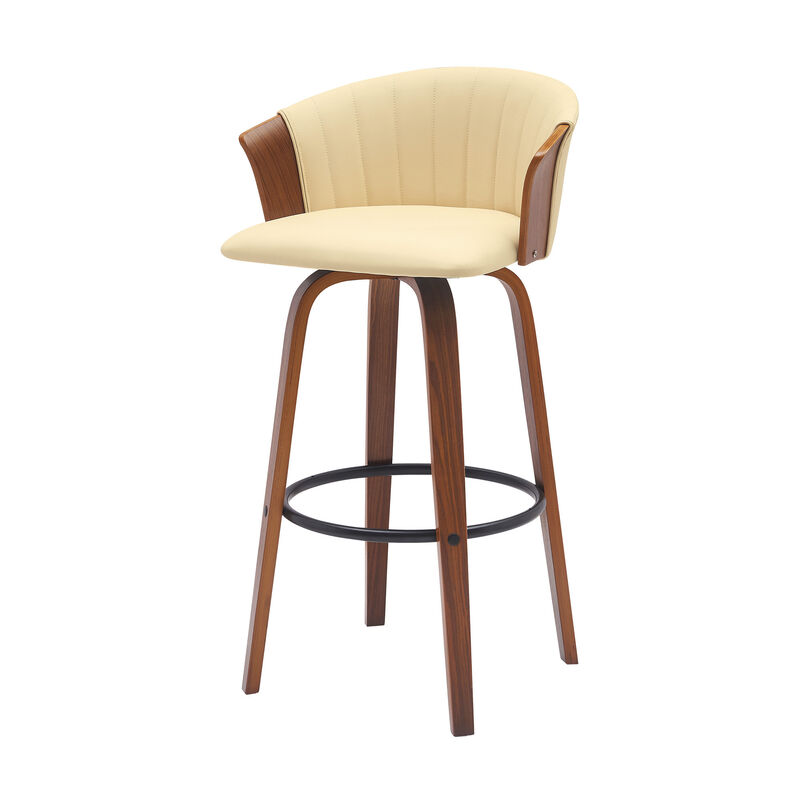 HomeRoots Faux Leather Cafe-Style Counter Stool with Armrests and Wood Base image number 4