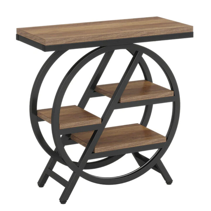 Small 4-Tier End Table, Side Table with Storage Shelves for Snacks