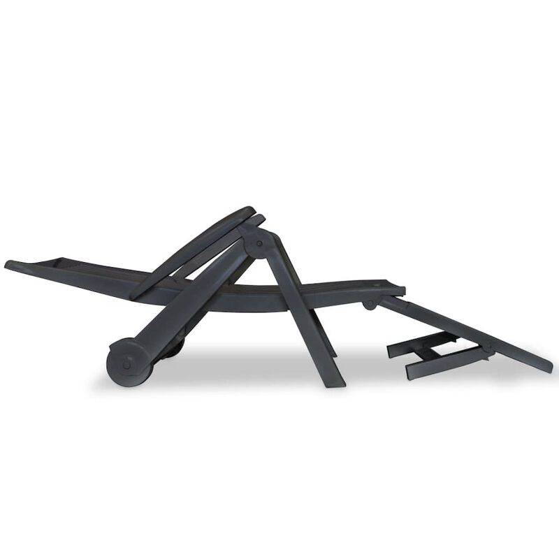 Sun Lounger Anthracite Plastic Standard Foldable Sun Lounger
