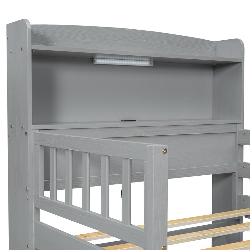 Merax Platform Bed with LED Light and 2 Drawers