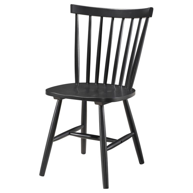 Halie Dining Side Chair Set of 2, Spindle Back, Black Asian Hardwood - Benzara